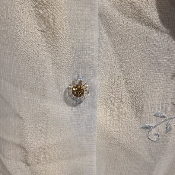 Embroidered Sheer Short Sleeve Button Down-Vintage - Picture 6 of 8